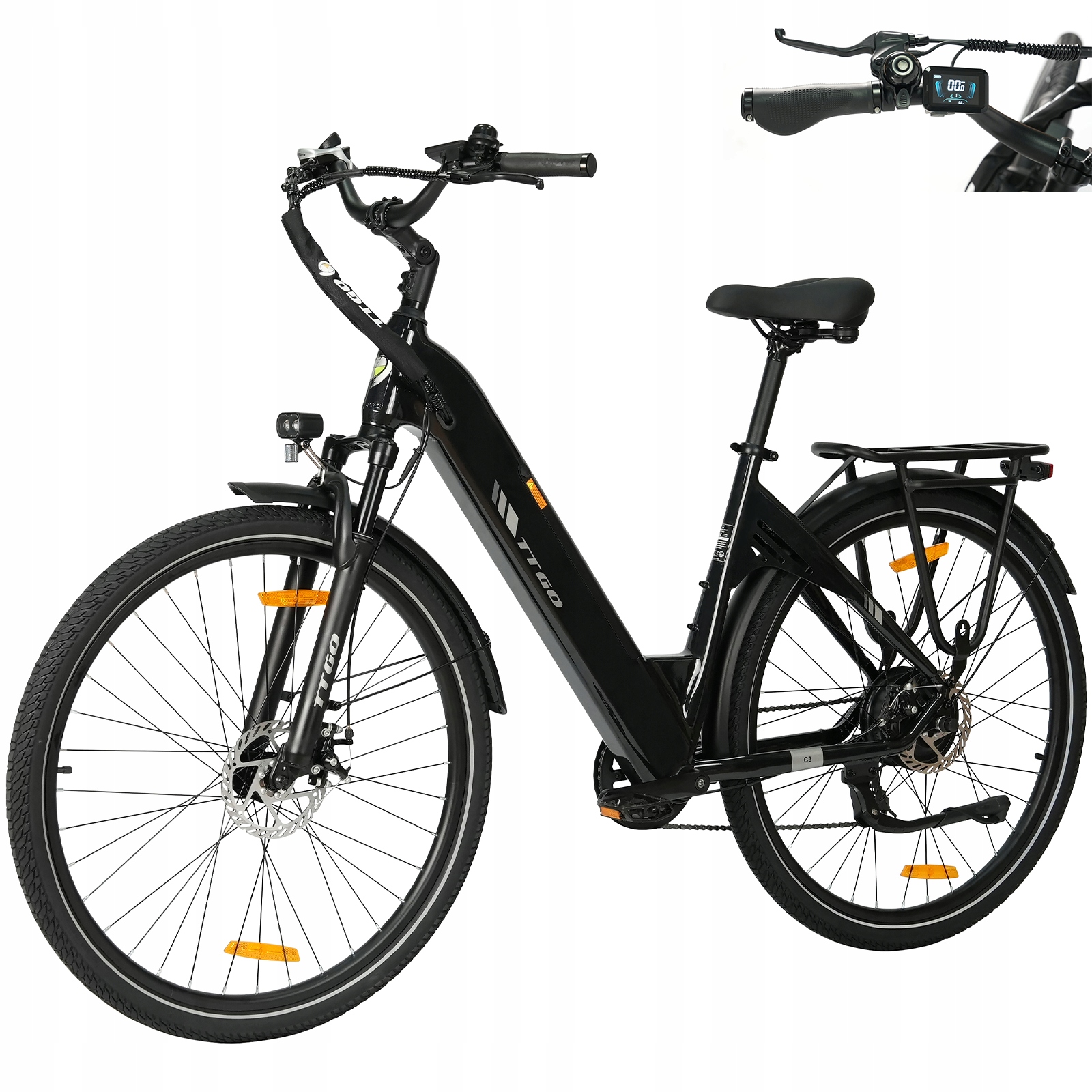 Rower Elektryczny Miejski 28 cali TTGO C3 SE, 36V 18Ah, Zasięg 120km, Silnik 250W, Prędkość 25km/h, Model 2026 (Nowość)